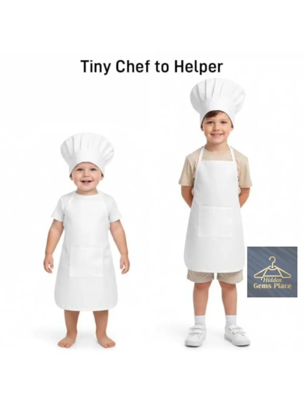 2-Piece Baby Chef Outfit with Adjustable Hat & Apron for Photography